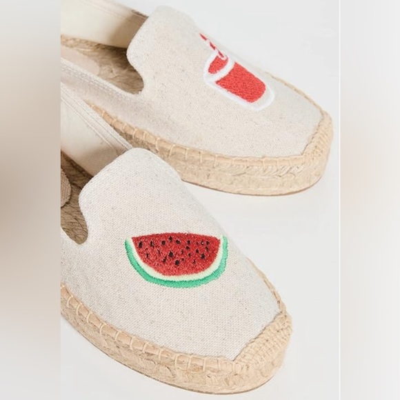 Saludos Anthropologie Flat Espadrilles Smoking Slipper Watermelon Juice Size 9.5 - Picture 3 of 7